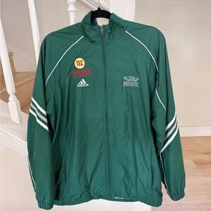adidas Green Windbreaker with White Piping & Stripes